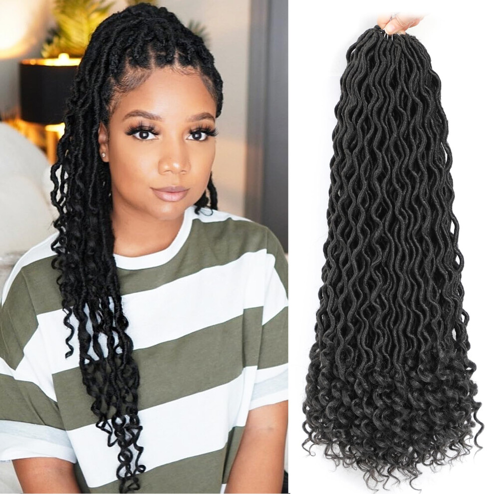 Karida Unisex Not,Specified Faux Locs Crochet Hair 24 Inch 6 Packs Pre Looped Goddess Locs Crochet Hair Wavy Crochet Faux Locs With Curly Ends Boho Faux Locs Crochet Ha