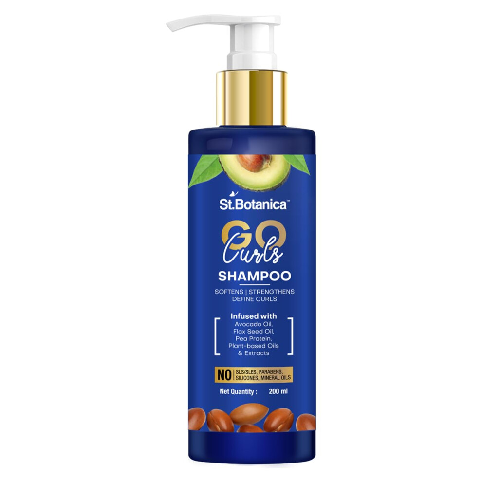 St.botanica Stbotanica Go Curls Hair Shampoo - With Avocado Oil Flaxseed Oil Pea Protein No Sls/Sulphate Paraben Silicones Colors 200Ml