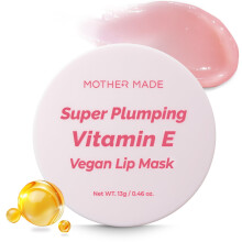 MOTHER MADE Nat   rliche, aufpolsternde Lippenmaske mit Vitamin E, 0,46 oz | Feuchtigkeitsspendende Lippenpflege f   r weiche, glatte, pralle Lippen
