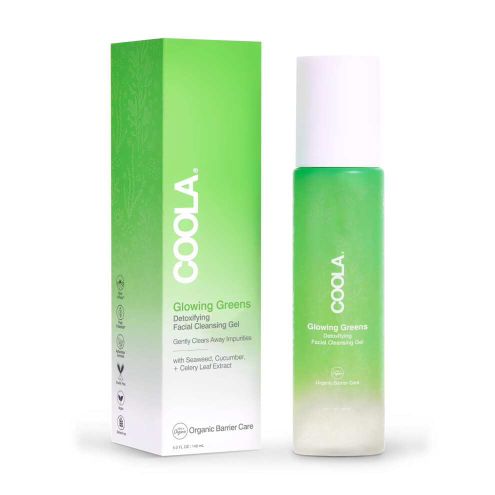Coola Organic Glowing Greens Gesichtsreiniger, Dermatologisch Getestet, Hautbarriereschutz Mit Aloe Vera Saft, Vegan Und Glutenfrei, 140 Ml-image