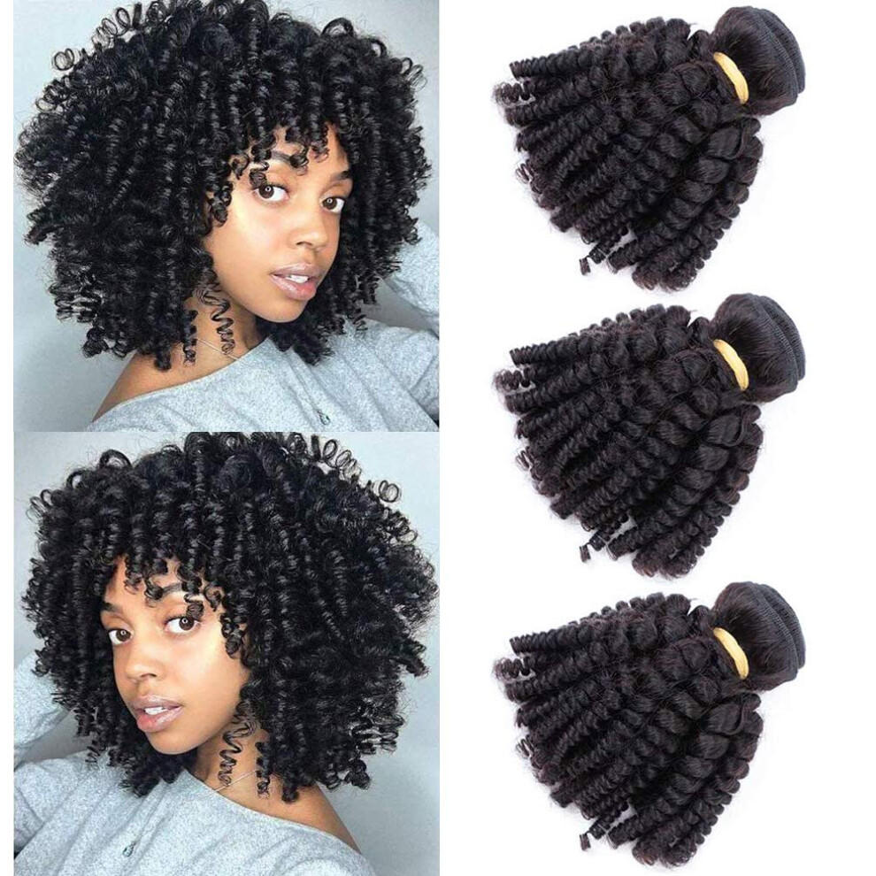 Violett Unisex Violet Brazilian Human Hair Funmi Curly Hair 3 Bundles 12Inches Same Size Unprocessed Virgin Hair Afro Kinky Curly Fummi Bouncy Curly Hair Weave Weft