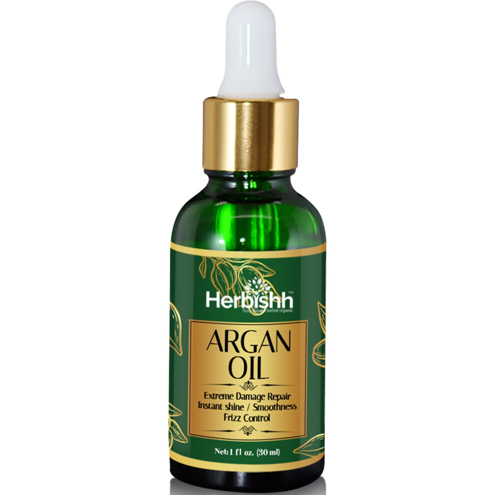 Herbishh Amazing Argan Oil Pure Moroccan Argan Oil For Skin & Hair Repair Damaged Hair Deep Nourish Anti-Uv-30Ml-(2Pack)
