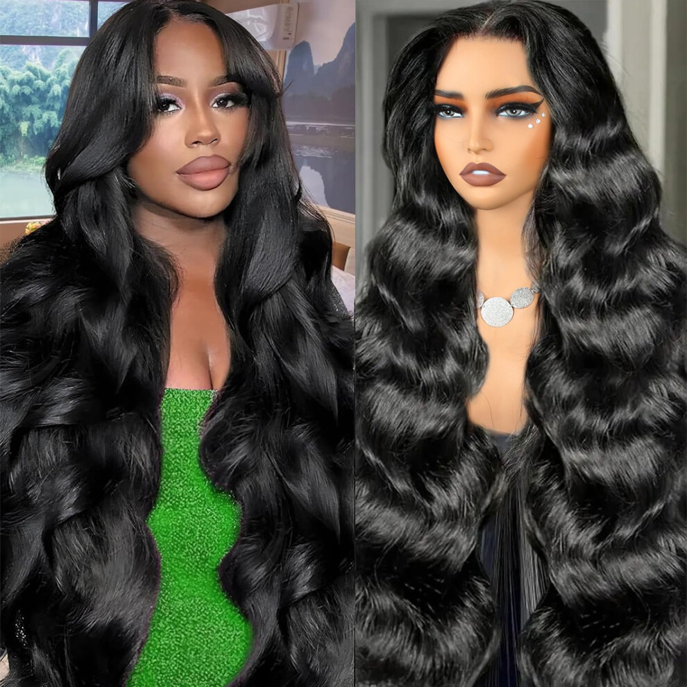 Kongeligt Indtryk Unisex Black Body Wave Lace Front Wigs Human Hair 13X4 Hd Transparent Lace Frontal Wigs Pre Plucked With Baby Hair 180% Density Glueless Human Hair Wigs For