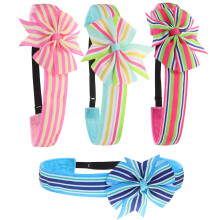 FROG SAC 4 Preppy stribede bue pandeb?nd til piger S?de h?rtilbeh?r til b?rn Justerbar No Slip Grosgrain Ribbon Pandeb?nd Pakke til b?rn Elastisk