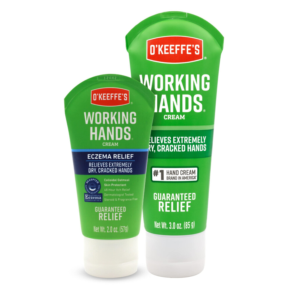 O'Keeffe's Working Hands Hand Cream  For Extremely Dry  Cracked Hands  3 oz Tube and O'Keeffe's Eczema Relief Hand Cream  For Extremely Dry  Itchy  Ir
