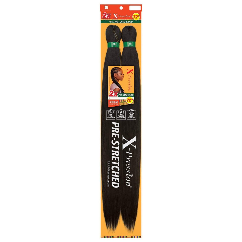 Sensationell Sensationnel X-Pression Prestretched Braiding Hair - 2X Xpression 72 Inch All Kanekalon Flame Retardant Synthetic Braid In Hair Extensions - 2X 72 Inc