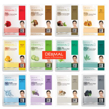DERMAL 12 Combo Pack Collagen Essence Koreaans gezichtsmasker Best Value Set - Hydraterend en verzachtend gezichtsmasker met panthenol - Hypoallergee