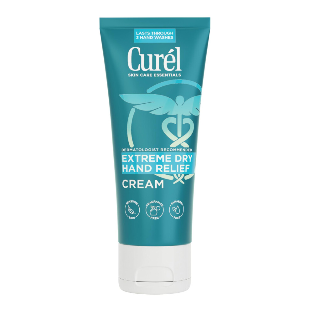 Curel Extreme Dry Hand Dryness Relief  Travel Size Hand Cream  Easily Absorbed for Long-Lasting Relief after Washing Hands  with Eucalyptus Extract  3