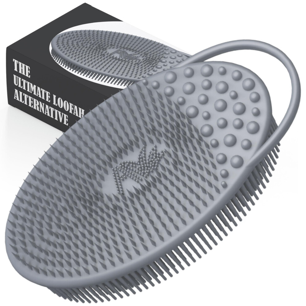 Avilana (Style 2) 3-In-1 Exfoliating Silicone Body Scrubber - Hygienic Shower Loofah Sponge Alternative For Deep Clean & Soft Skin