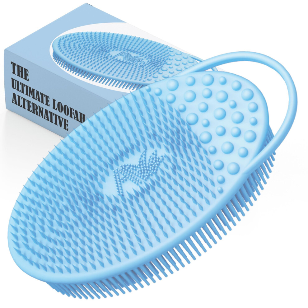 Avilana (Style 2) 3-In-1 Exfoliating Silicone Body Scrubber - Hygienic Shower Loofah Sponge Alternative For Deep Clean & Soft Skin