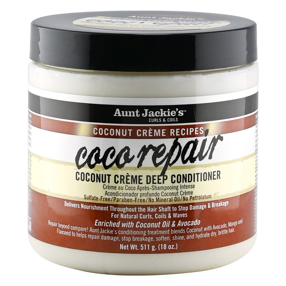 Tante Jackies Aunt Jackie's Coconut Crme Recipes Coco Repair Deep Hair Conditioner Delivers Nourishment Stops Damage Breakage For Natural Curls 18 Oz