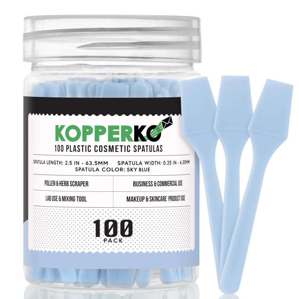 Kopperko 100 Pack 2.5 Inch Cosmetic Spatulas - Small Plastic Spatula For Cosmetics, Creams, & Crafts | Makeup Spatula Or Multipurpose Mini Applicator
