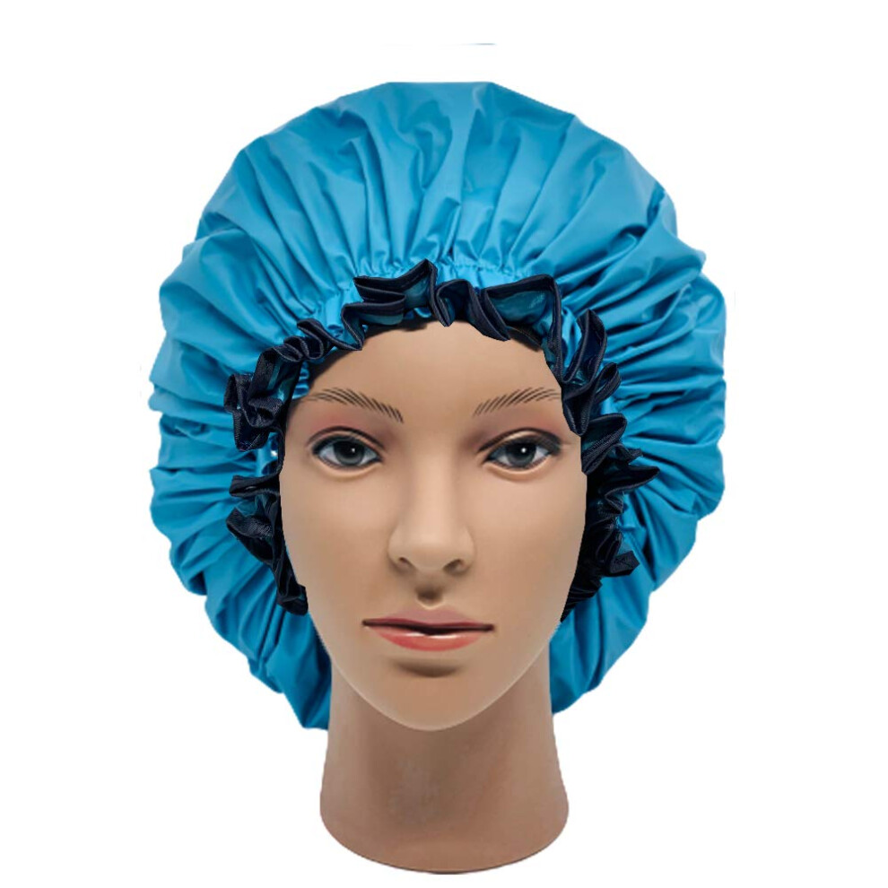 Elebox Premium Collection Super Jumbo Shower Cap For Braids Double-Layer Satin Waterproof Reusable Bonnet Sleep Cap