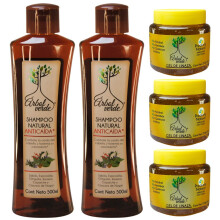 Kit 2 Anti-Fall Shampoo 500 ml and 3 Linseed Gel 250 g