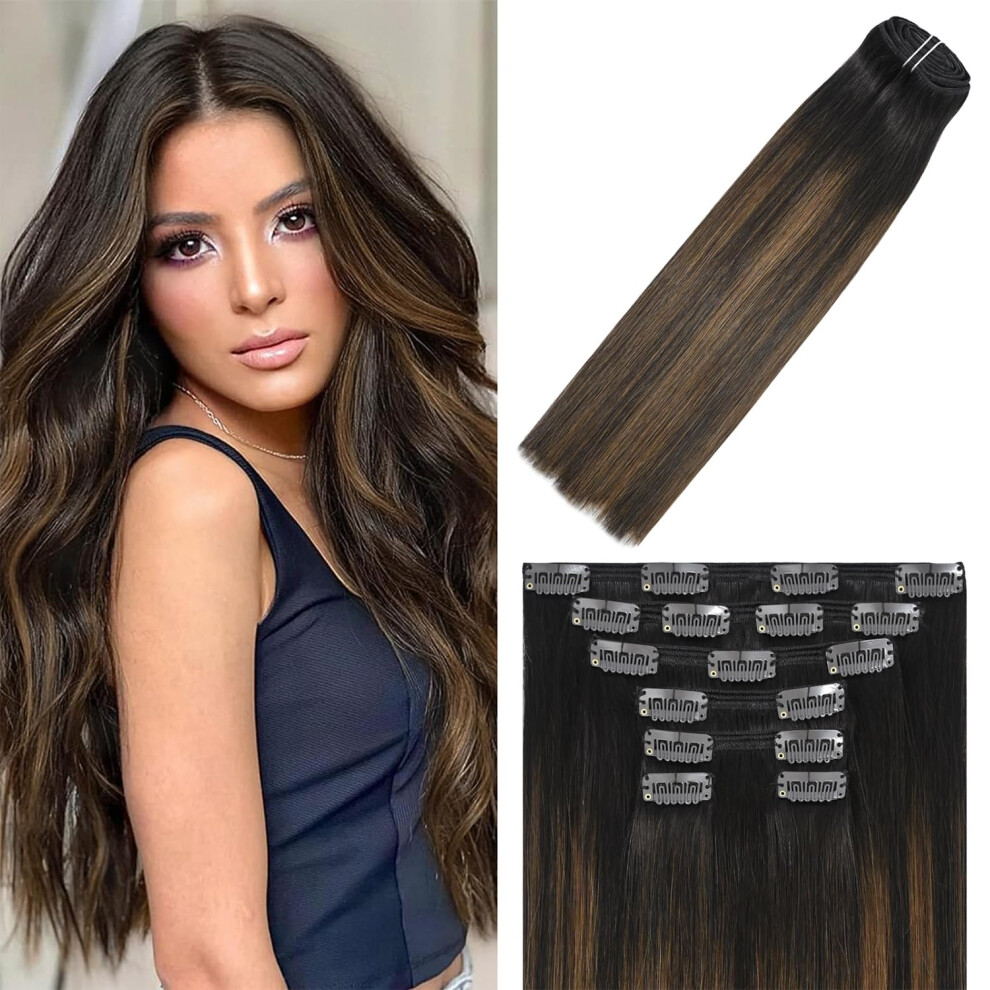 Windtouch Unisex Brown Clip In Hair Extensions Human Hair Extensions 22 Inch 120G 7Pcs #2T6p2 Dark To Chestnut Balayage Clip In Hair Extensions Clip In