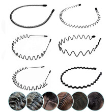 JERLITU Metal Hair Band - 6 Pieces Metal Headband for Men and Women Adjustable Durable Wavy Hairband Hair Bands for Sports Fashion Unisex Blac