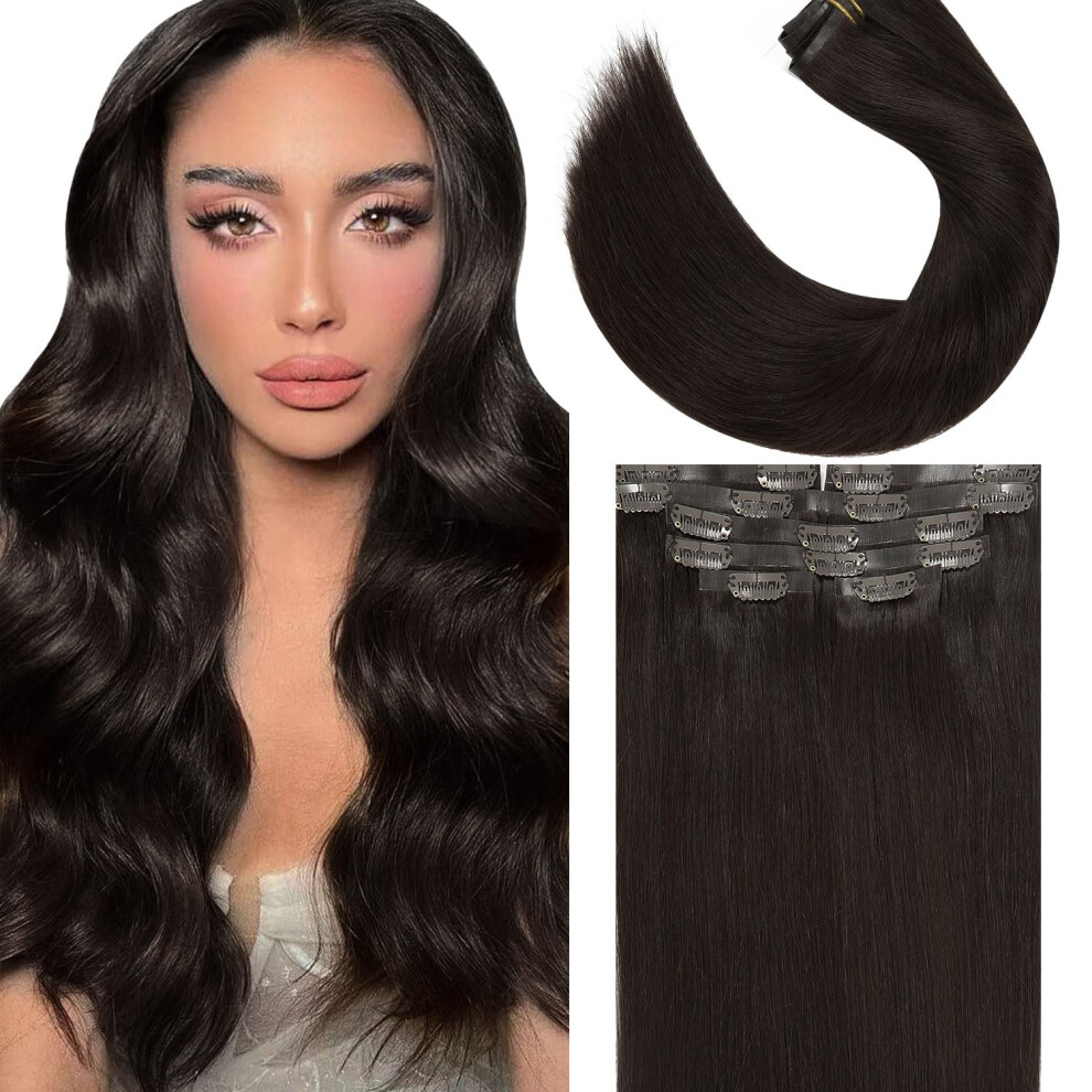 Lacer Hair Nahtlose Clip-In-Extensions Aus Echthaar, UltradüNn, Unsichtbar, Pu-Tressen, Clip-On-HaarverläNgerungen, 40,6 Cm, 7 StüCk, 110 G, Clip-image