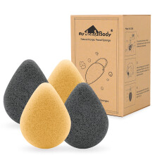 myHomeBody Natural Konjac arcpol szivacsok - Teardrop Shape - gyengd arctiszttshoz s hmlasztshoz - aktv sznnel s kurkumval 4 db-os szett