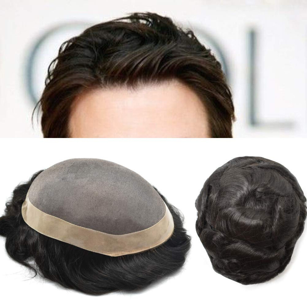 Lyrisk Hã¥R Unisex Black,Brown Lyrical Hair Mens Toupee Fine Mono Lace Human Hairpiece Pu Poly Skin Around Hair System Durable Monofilament Wig Black Brown Hair Replacement For Men