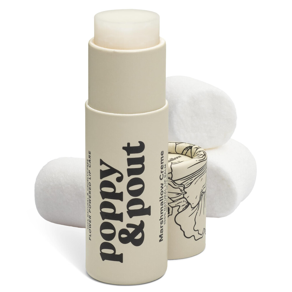 Poppy & Pout Marshmallow Creme Jumbo Lip Balm | All Natural Lip Balms & Moisturizers | Hydrates With Beeswax Vitamin E Organic Coconut Oil | Cruelty