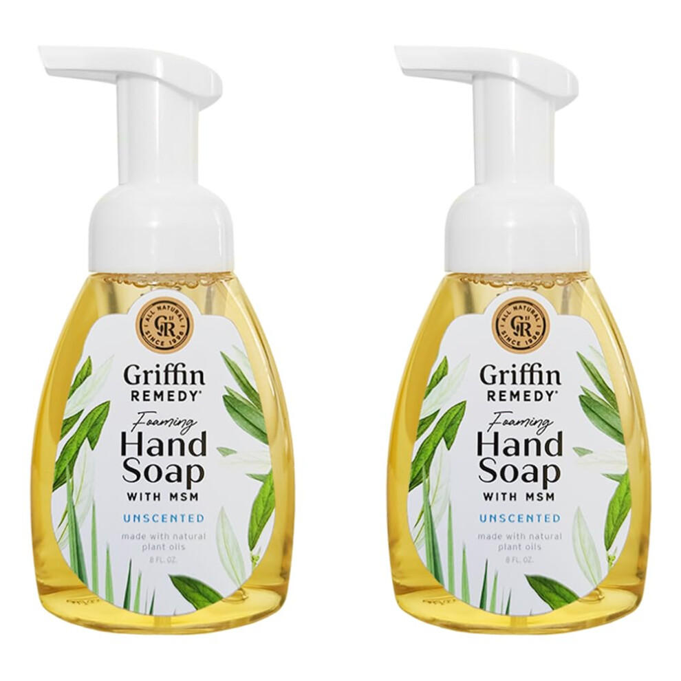 Griffin Remedy Foaming Hand Soap - Unscented With Organic Msm Moisturizing All-Natural Paraben-Free 8 Fl Oz 2 Count