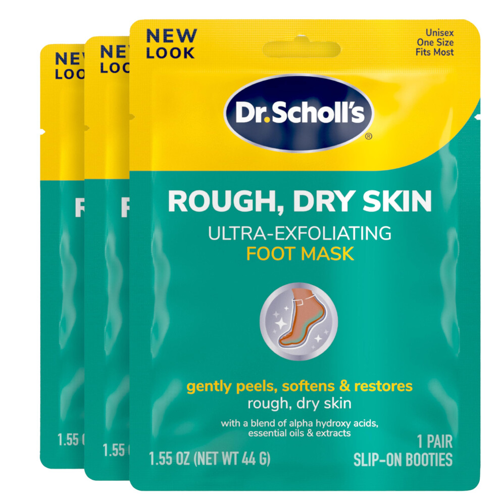 Dr. Scholl 's Rough  Dry Skin Ultra Exfoliating Foot Peeling Mask  3 Pairs Moisturizing Socks Gently Peels and Softens  with Urea  Dry Skin Callus Rem