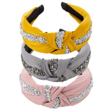 kalyn 3 stk Fashion Rhinestone Diamond pandeb?nd satin knude pandeb?nd H?rb?nd Glitter h?rb?nd til kvinder piger h?rtilbeh?r (gul pink gr? farver
