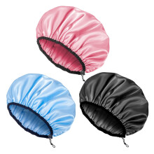 Auban Duschhaube fr Damen, verstellbar, wiederverwendbar, extra gro, doppelschichtig, wasserdicht, Badekappe, wasserdichtes Auenfutter aus EVA, Ha