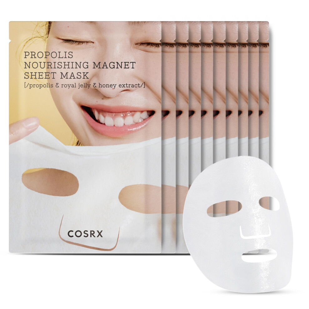 COSRX Propolis Nourishing Sheet Mask 10 EA  Soothing & Plumping Honey Serum  Leave-on Face Mask for Healthy Glow & Deep Moisture  Not Tested on Animal