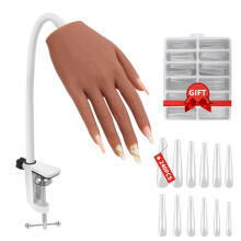 LIONVISON Main d'entraĂźnement pour ongles en acrylique, main d'entraĂźnement en silicone, doigts flexibles, fausse main d'entraĂźnement, fausses ma