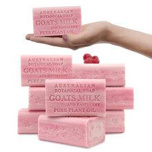 Australsk botanisk gedem?lks?be og hindb?r 6,6 OZ Triple Milled Bars lavet med en naturlig s?bebase og beriget med ?kologisk afrikansk sheasm?rpa