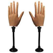 Silicone Övningshand för Akrylnaglar, Böjbar Mannequin i Livsstorlek med Ställ för Nagelövning