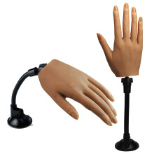 Silicone Practice Hand for Acrylic Nails Flexible Bendable Female Mannequin Life Size Practice Hand with Stand for Nails Practice Nail Art Tools (3#-