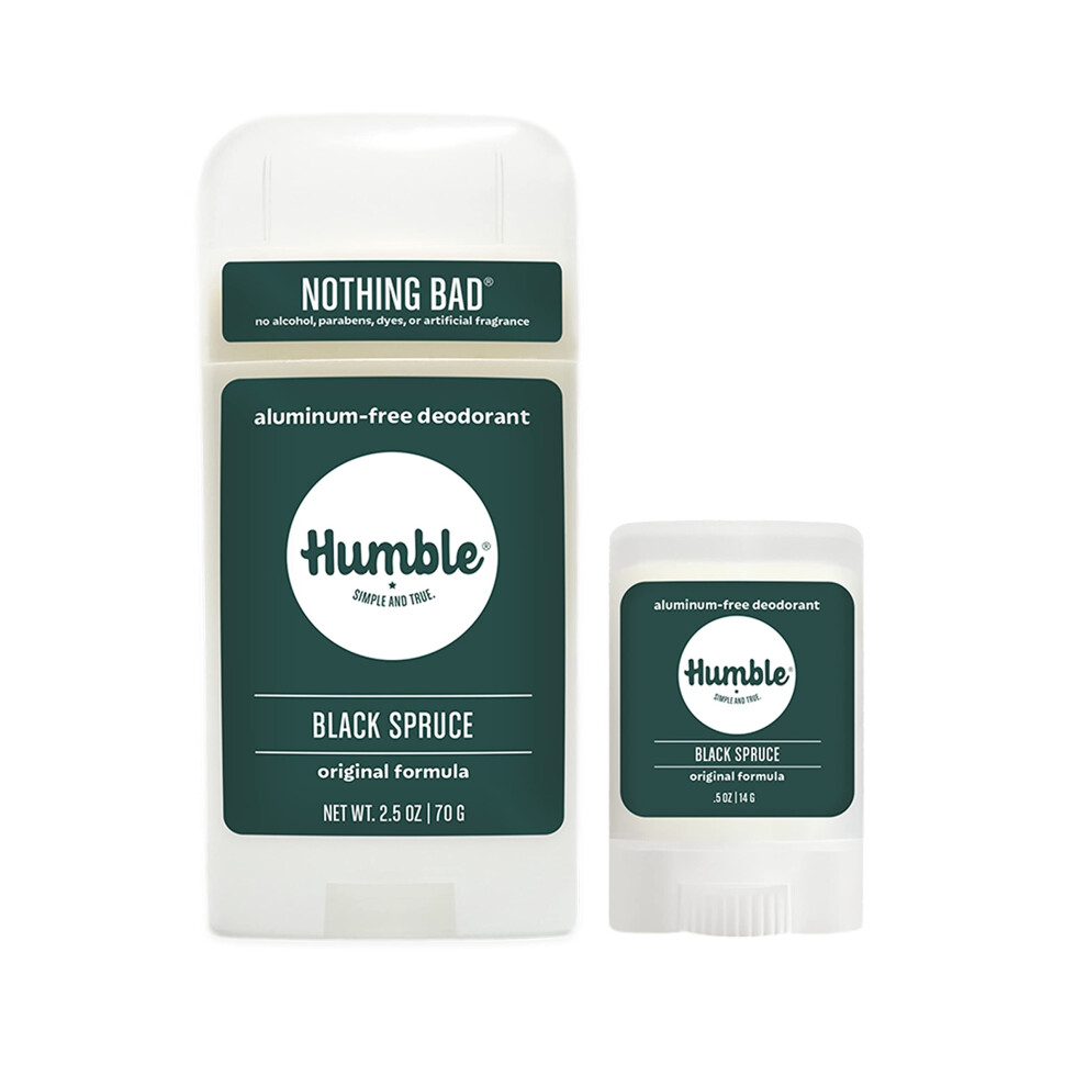 Ydmyg Enkel Og Tr Black Humble Brands Original Formula Aluminum-Free Deodorant. Long Lasting Odor Control With Baking Soda And Essential Oils Spruce Full & Travel Pac