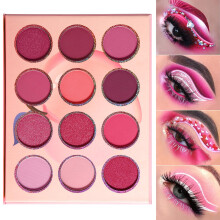DE'LANCI Roze Paars Oogschaduw Palette 12 Kleuren Hoog Pigment Matte Shimmer Barbie Oogschaduw Make-up Pallet Kleine Heldere Perzik Rode Oogschaduw P