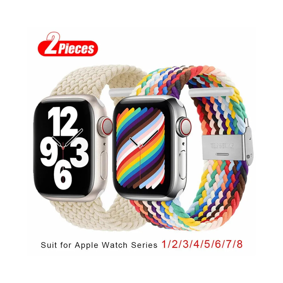 (Rainbow Star, 42Mm 44Mm 45Mm) 2Pcs Braided Solo Loop For Apple Watch Nylon Bracelet Not,Specified 4803173184869