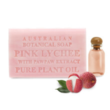 Australsk botanisk s?be Pink Litchi med Pawpaw-ekstrakt 6,6 oz Triple Milled luksuss?be beriget med sheasm?r Velegnet til m?nd, kvinder og alle h