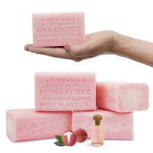 Australsk botanisk s?be Pink Litchi med Pawpaw-ekstrakt 6,6 oz Luksus-s?bes?ber beriget med sheasm?r Velegnet til m?nd, kvinder og alle hudtyper
