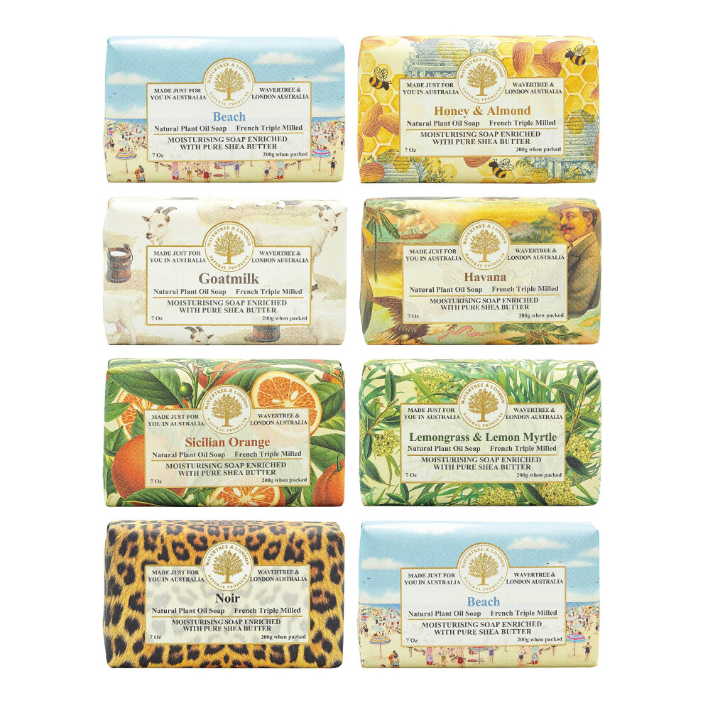 Wavertree & London Assorted Favorites 8 Bars Scented Natural Soap Bars 7Oz Each Moisturizing French Triple Milled Soap Bars Enriched With Shea Butter