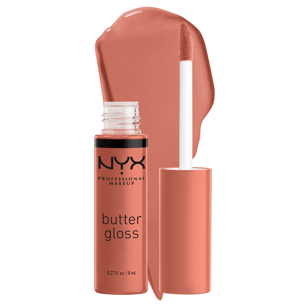 NYX PROFESSIONAL MAKEUP Butter Gloss Brown Sugar Gloss Non-Sticker Lip Gloss - Sugar High (Nude Clair P   che)