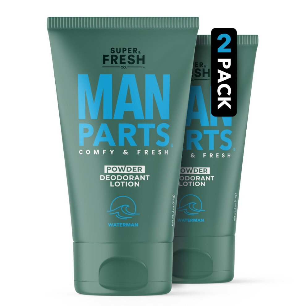 SweatBlock Man Parts Ball Deodorant for Men - Powder Lotion  Fresh Control Odor  Anti Chafing  Stop Itch  Absorb Sweat  Aluminum Free  4 oz Tube (2PK)-image-OPC-PGMBJDX-NEW