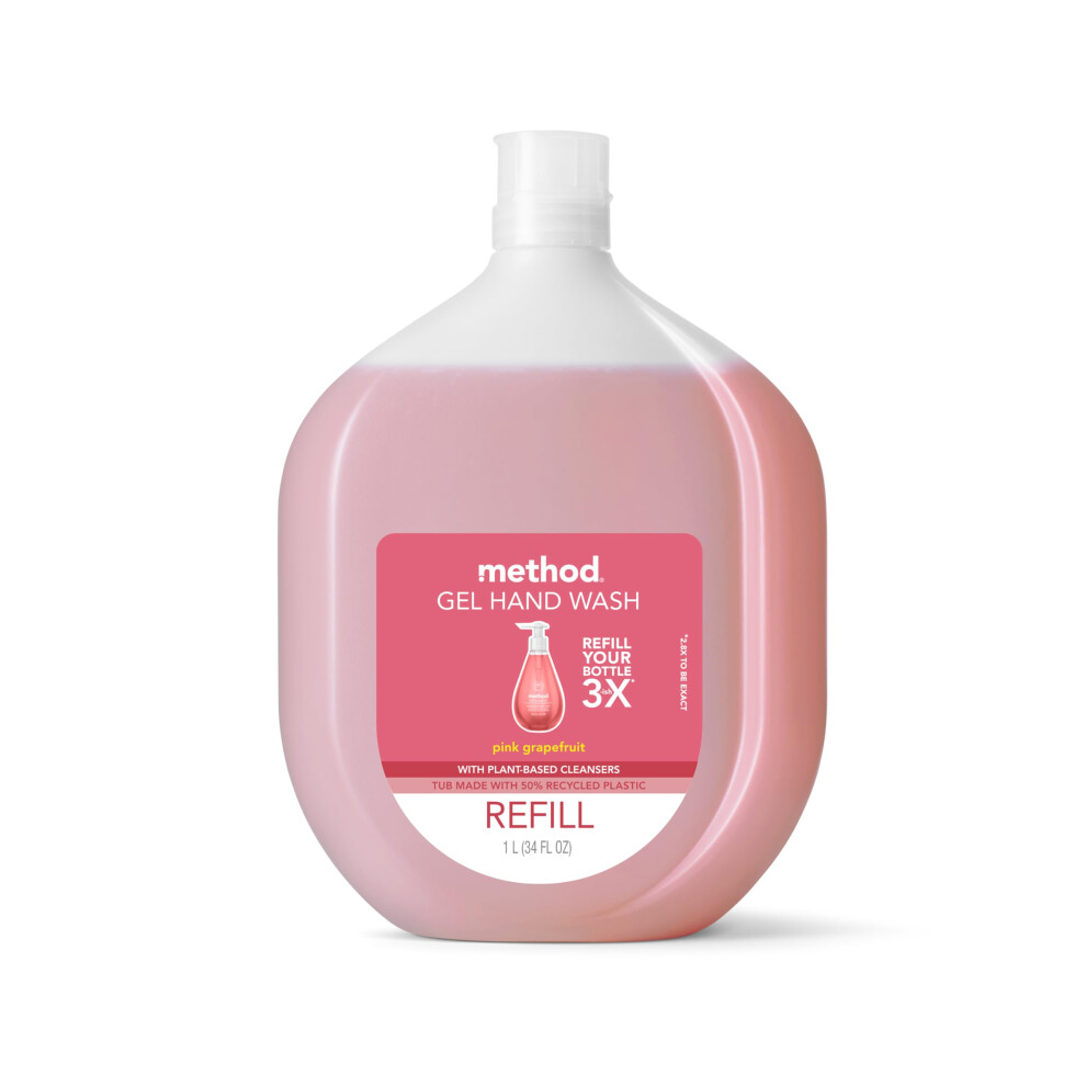 Method Gel Hand Soap  Refill  Pink Grapefruit  34 Ounce  1 pack