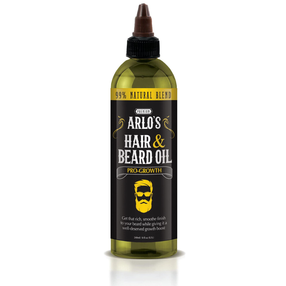 Arlo's Pro-Growth Hair and Beard Oil 8 oz. - Hair Oil  Mustache Oil and Beard Oil Growth