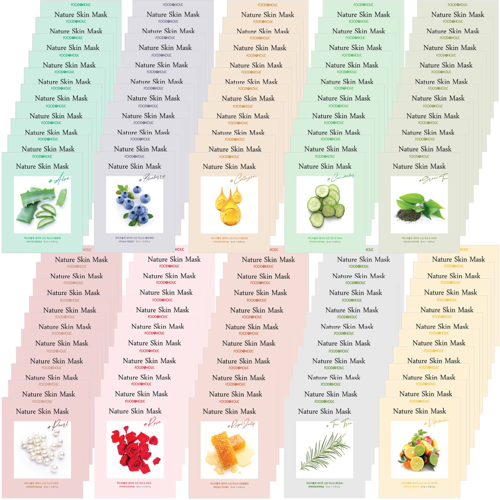 Foodaholic [Natura Skin] 100 Sztuk Combo Maska W Plachcie Nagi Arkusz Z Papierem Oddzielajacym Wysokiej Jakosci Koreanska Maska ????Do Twarzy W Plach-image