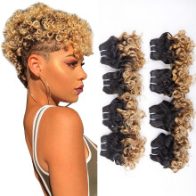 Ombre krullend haarbundels 1B/27 Braziliaanse kort krullend golvend menselijk haarbundels (8 8 8 8 8 8 8 8) 25 g / bundel Onverwerkte korte bob krull