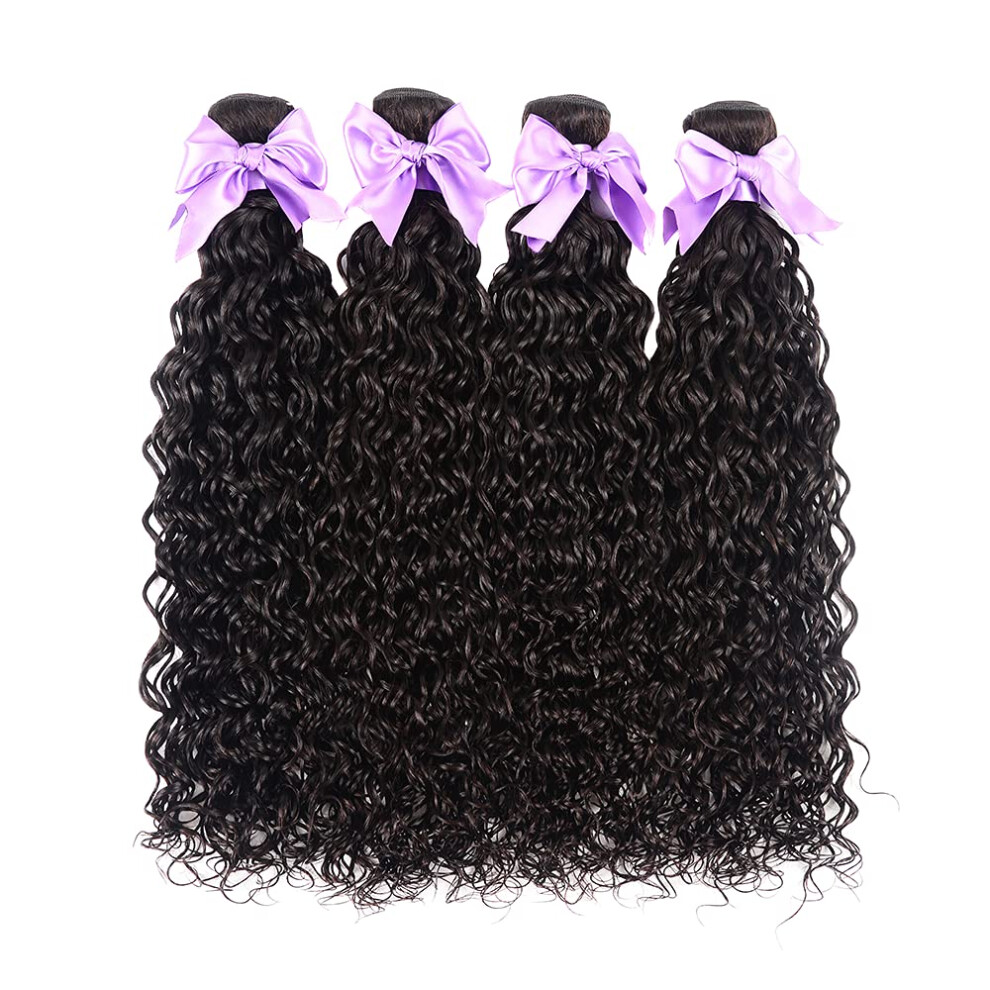 Laritaiya Unisex Not,Specified Water Wave Bundles Brazilian Virgin Human Hair (20 22 24 26) 9A Wet And Wavy Human Hair Weave Bundles Remy Human Hair Water Curly Human Hair Bundles C