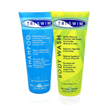 TRISWIM Lichaamswas- en zwemshampooset voor chloorverwijdering, elk 8,5 fl oz | Complete Swim Care Kit met Alo?Vera Pro-Vitamine B5 en Kamille | Idea