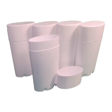 Dropper Stop 5-pack - lege deodorantcontainers (2,5 oz capaciteit van bovenaf gevuld, plat deksel, wit)