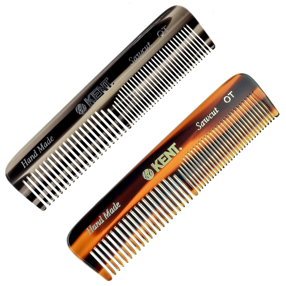 KENT Pocket Comb  Fine and Wide Tooth Dresser Comb for Hair  Beard and Mustache  Coarse and Fine Hair Grooming Comb for Men  Women and Kids. Saw Cut H