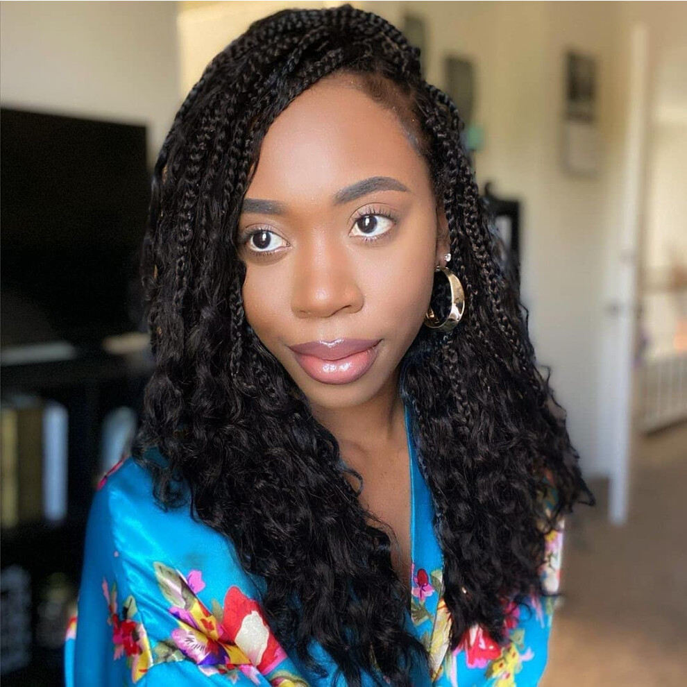 Wodun Unisex Not,Specified 14Inch Goddess Box Braids Crochet Hair Crochet Box Braids Curly Ends
